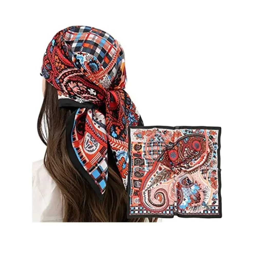 Red and Black Head Hair Scarf Like Satin Silk Scarf Sleeping Hair Wrapping
